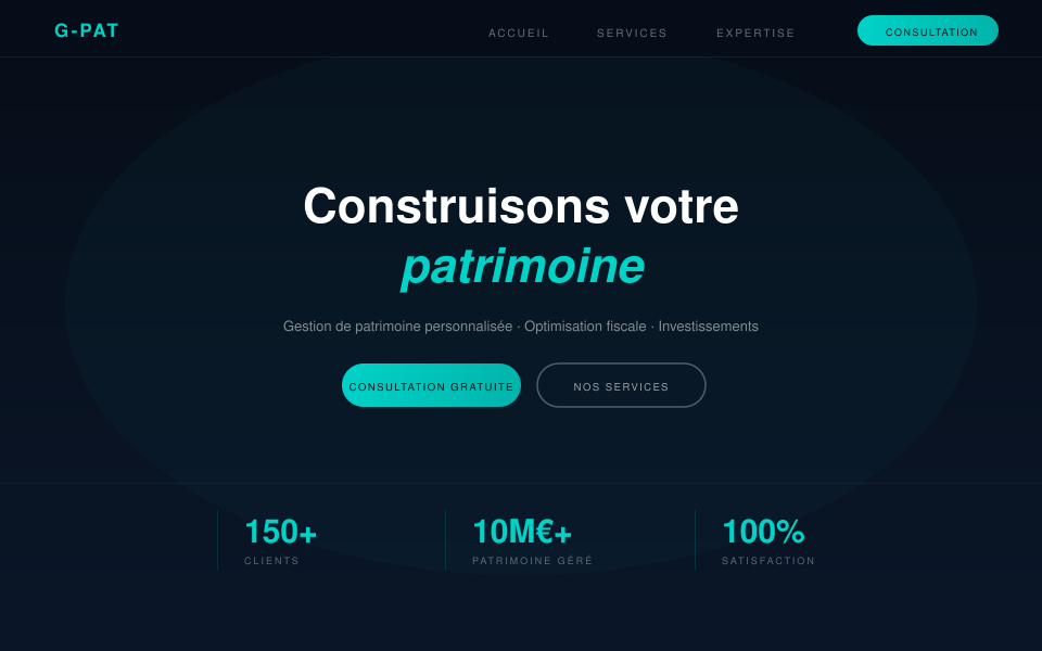 Site vitrine gestion de patrimoine Cabinet G-PAT — réalisé par Méridien Digital
